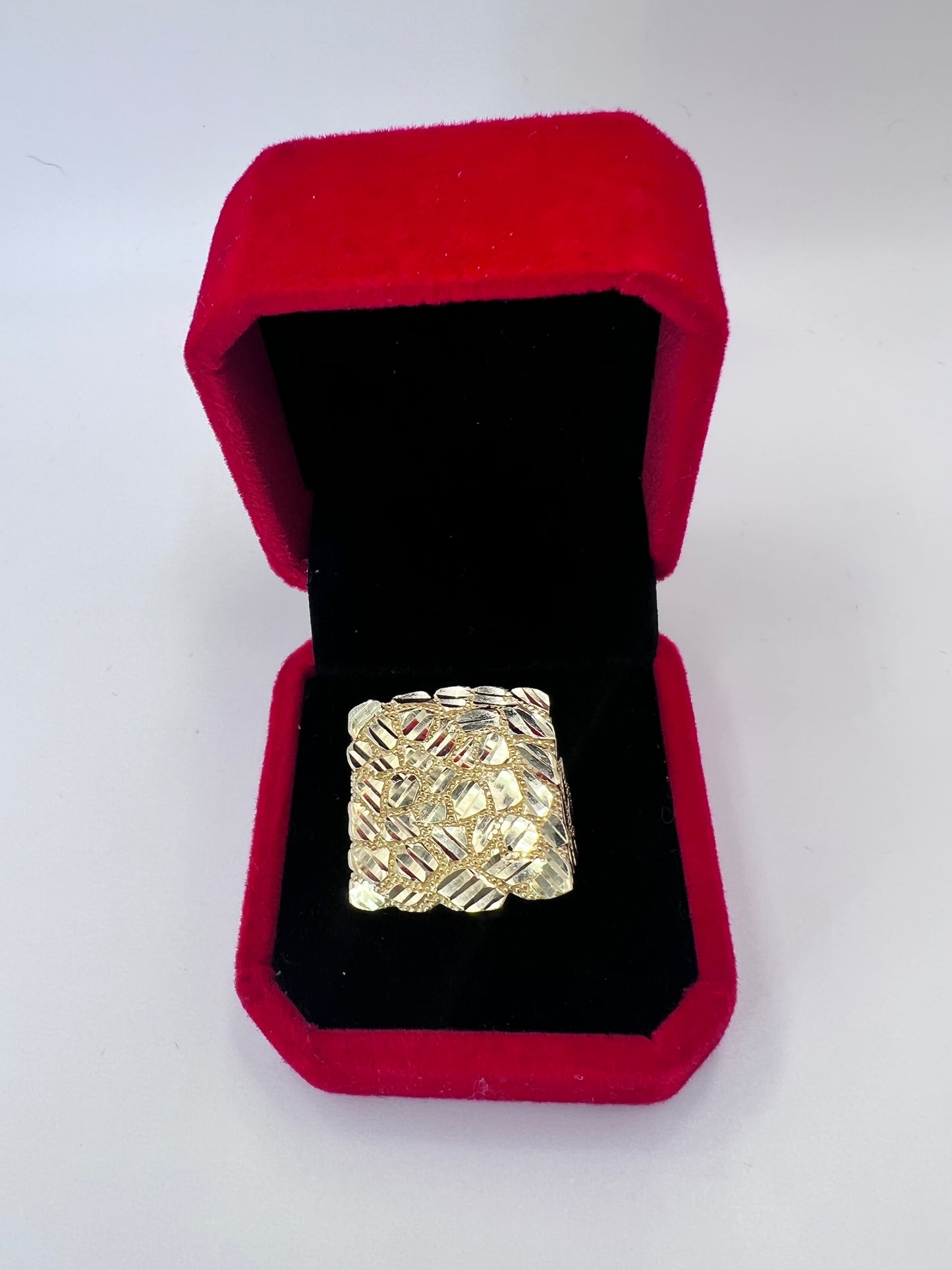 SQUARE GOLD NUGGET RING